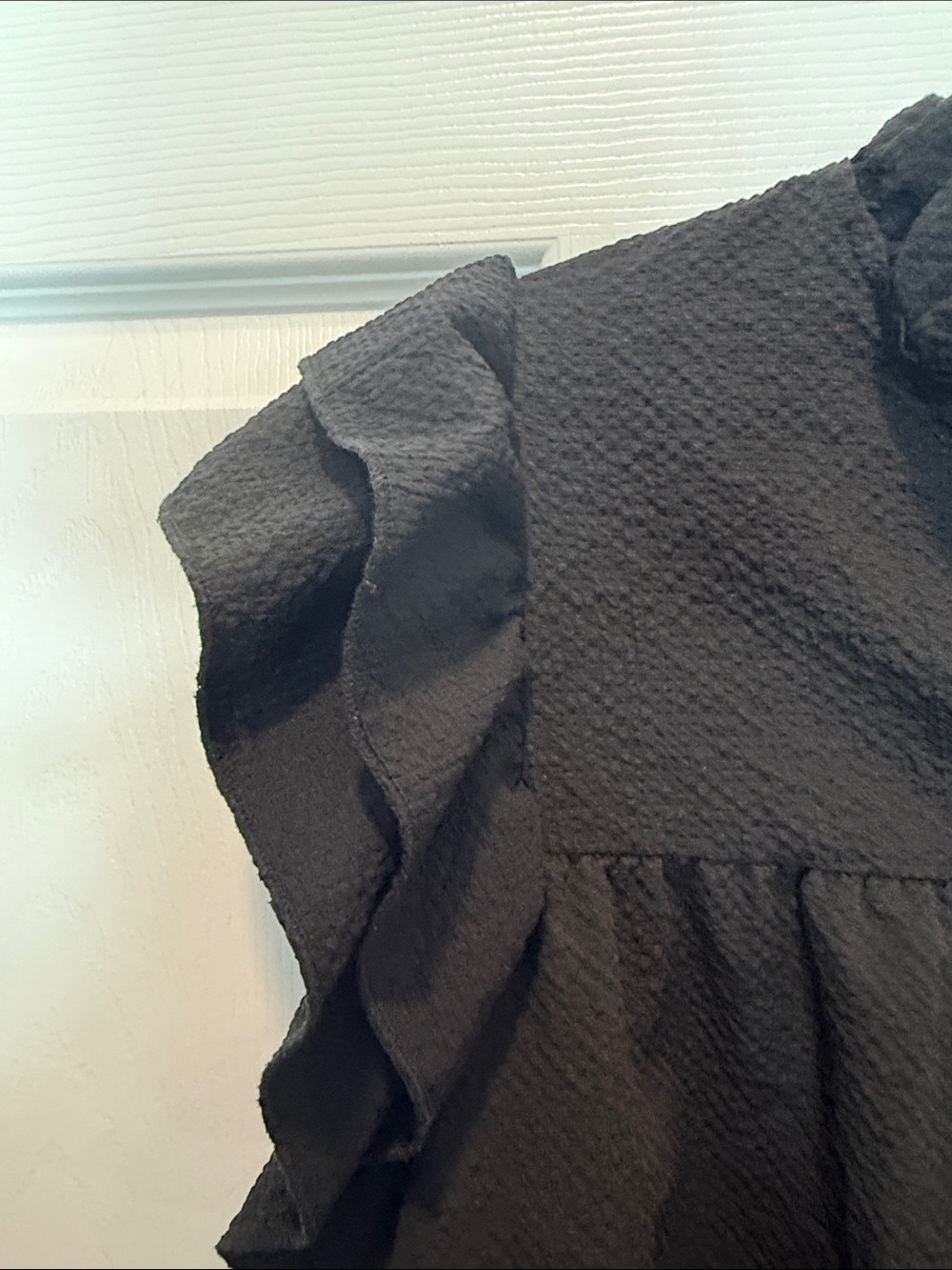 Black Ruffle Sleeve Women’s Top - Picture 2 of 4